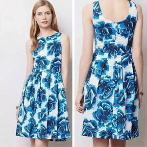 Anthro Blue Rose Dress